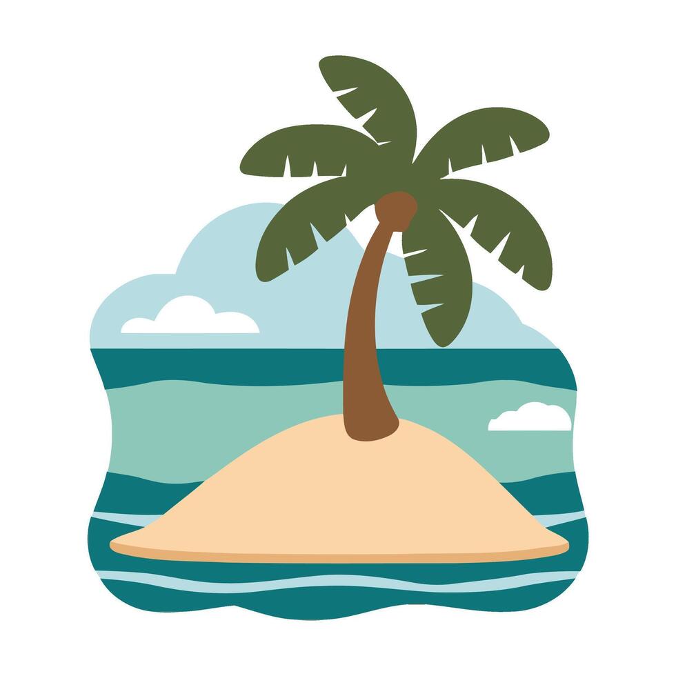 Tropical island palm tree illustration vector