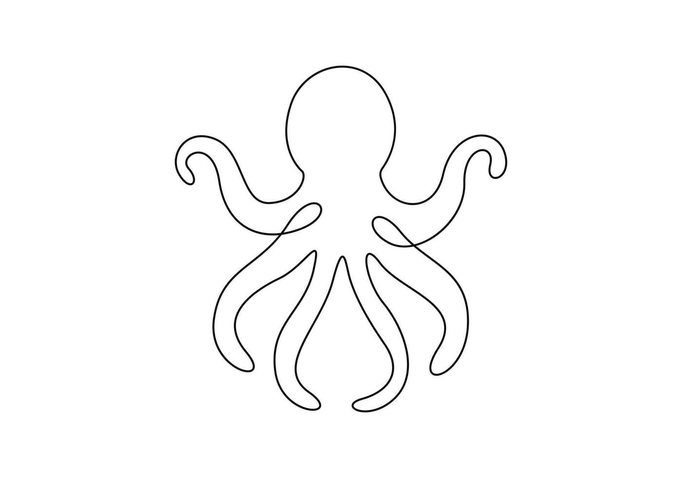 Continuous line drawing of Octopus. Digital illustration vector