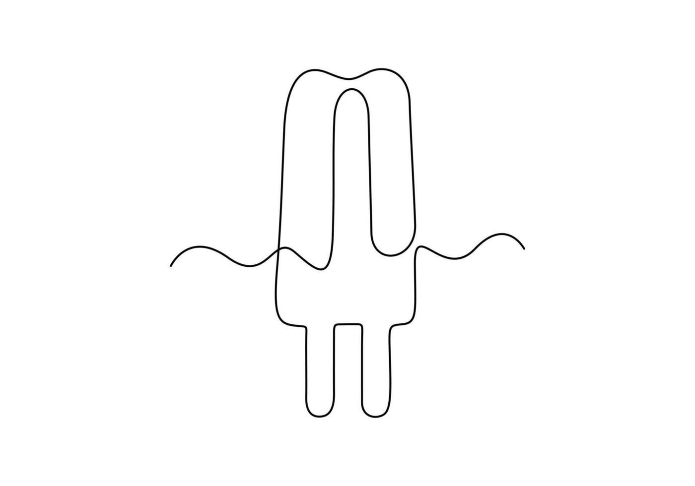 Continuous one line drawing of ice cream. Single line art ice cream. Premium illustration vector
