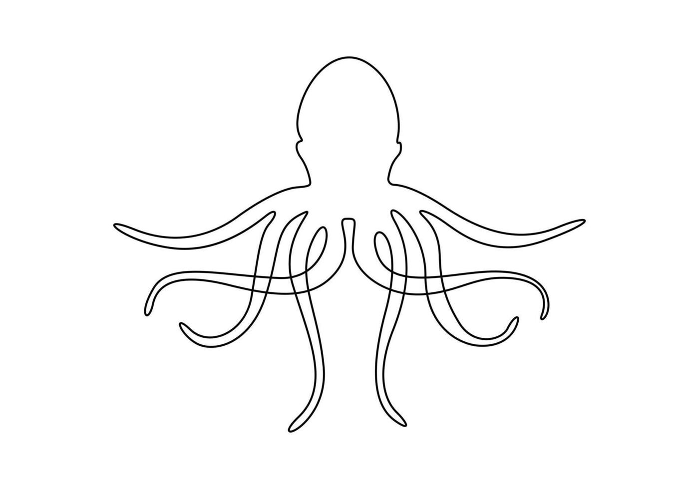 Continuous single line drawing of Octopus. Pro illustration vector