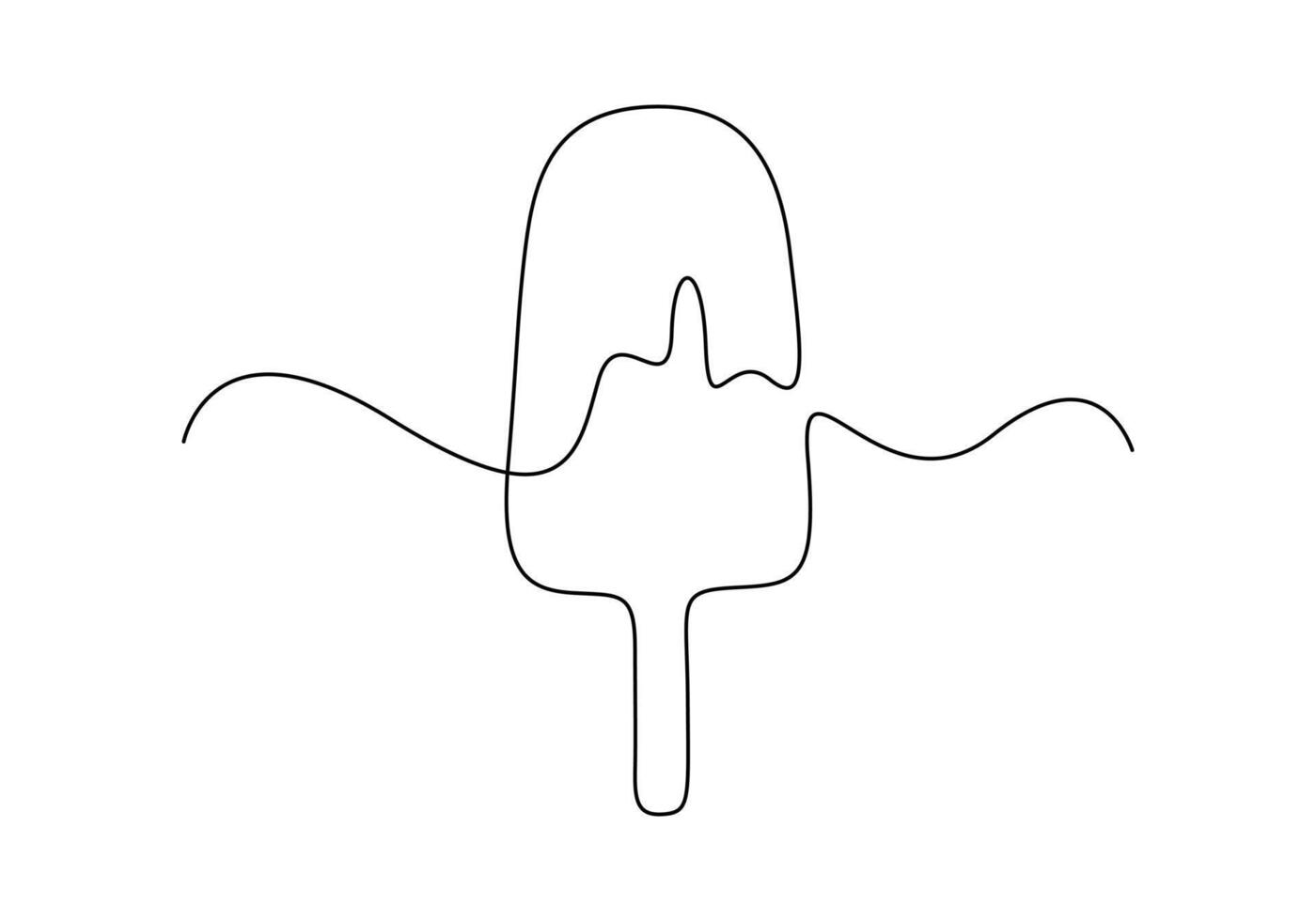 One line drawing of bitten ice cream with stick. Premium illustration vector