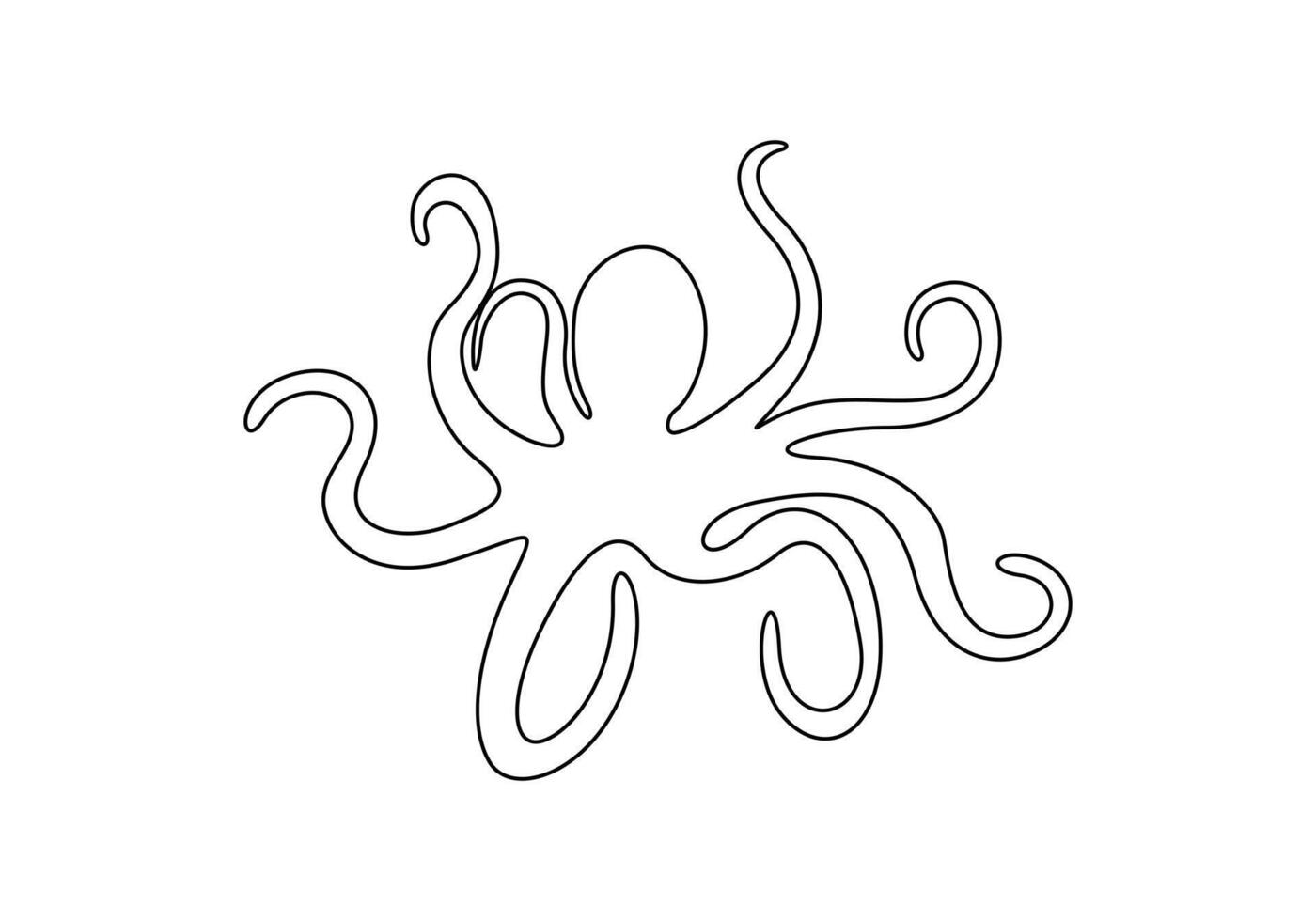 Continuous line drawing of Octopus. Premium illustration vector