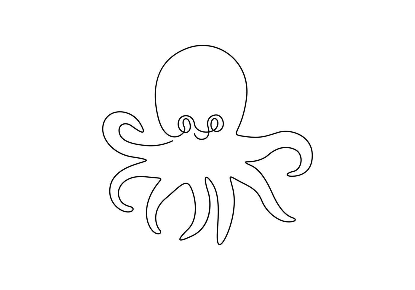 Octopus single line drawing. Continuous one line art octopus. Pro illustration vector