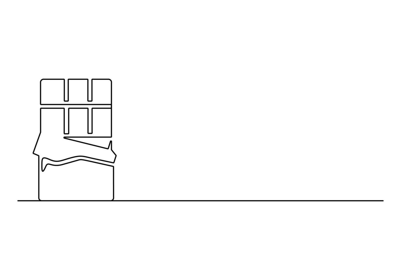 Chocolate bar continuous one line drawing. Digital illustration vector