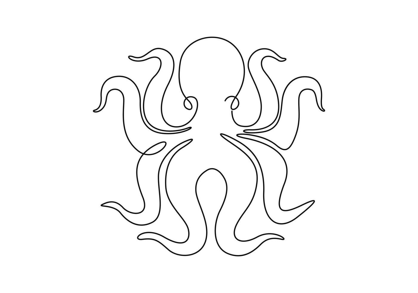 Continuous one line drawing of Octopus. Pro illustration vector