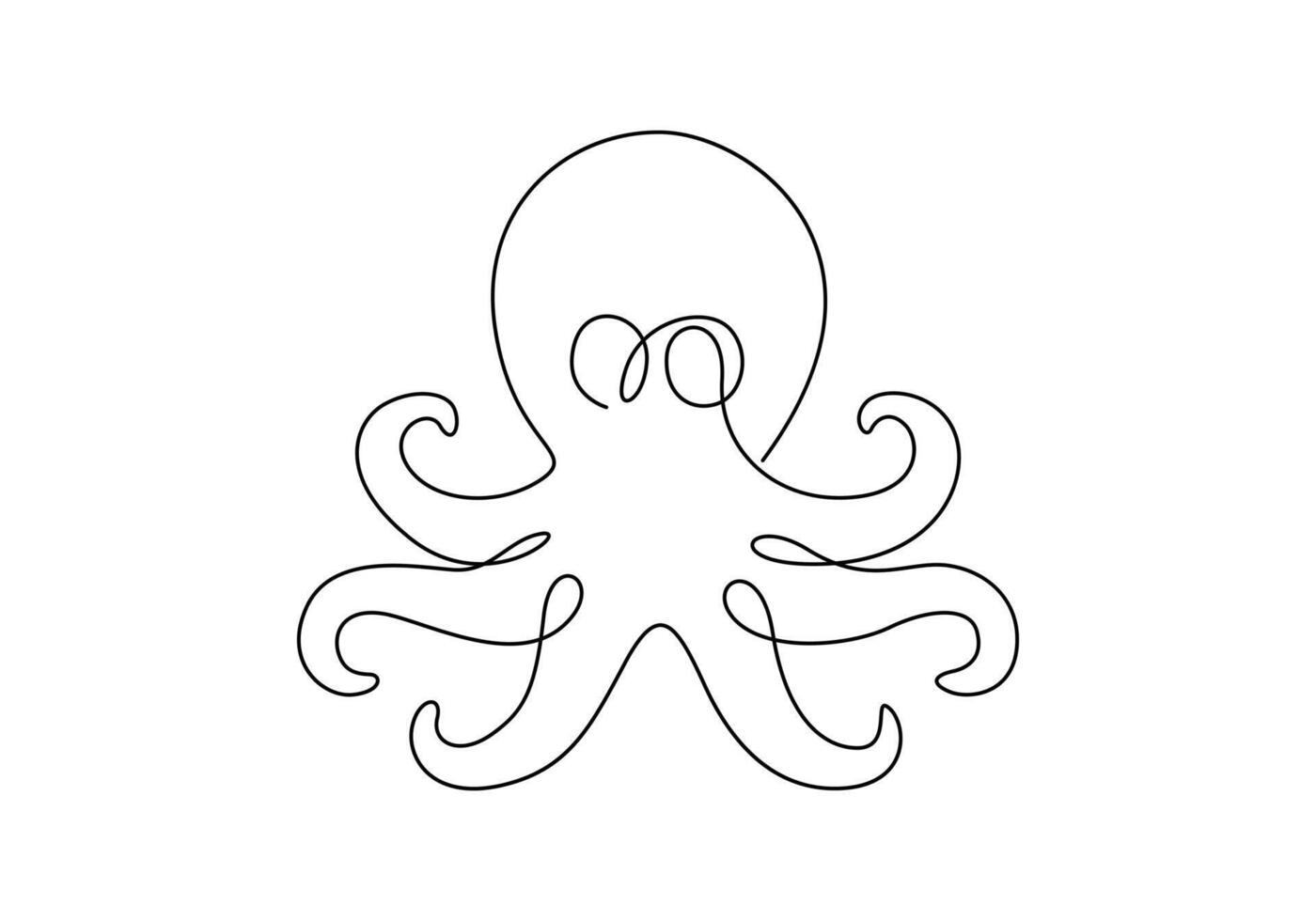 Continuous line drawing of Octopus. Pro illustration vector