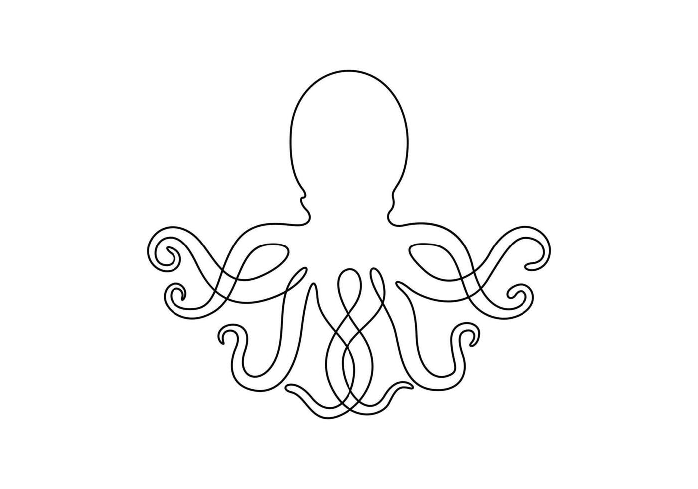 Octopus in one continuous line drawing. Pro illustration vector