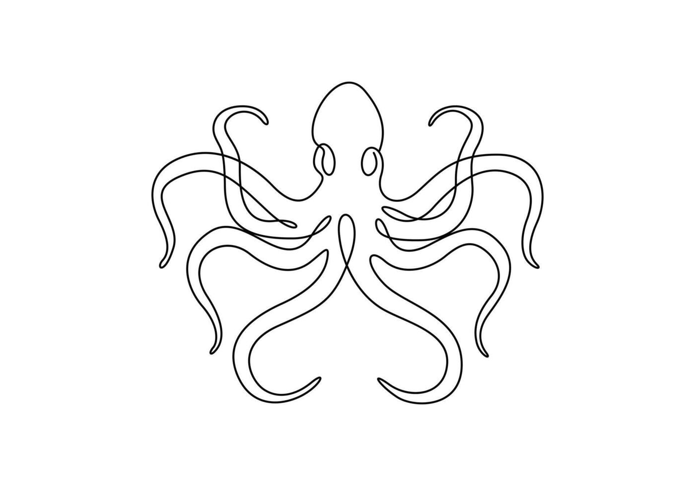 Octopus single continuous line drawing. Pro illustration vector