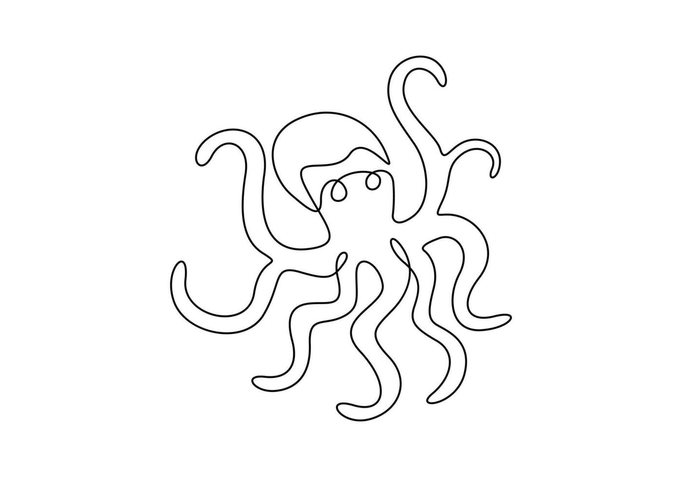 Octopus continuous one line drawing. Pro illustration vector