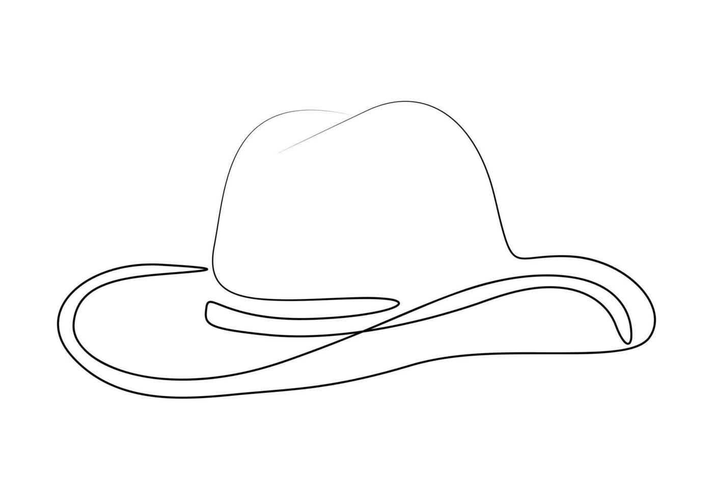 Continuous one line drawing of Cowboy hat. Pro illustration vector