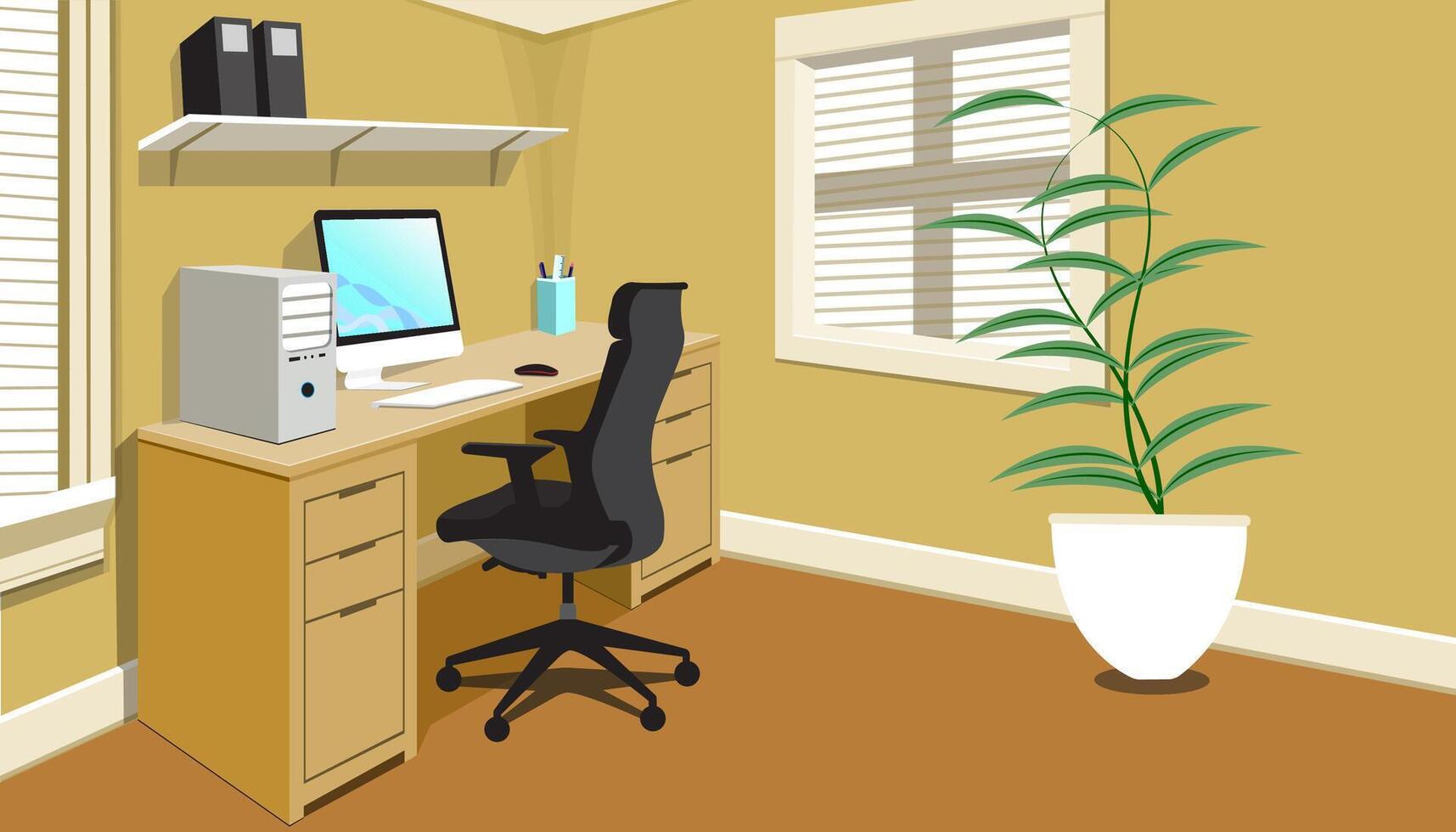 comfortable aminimalist work space background vector
