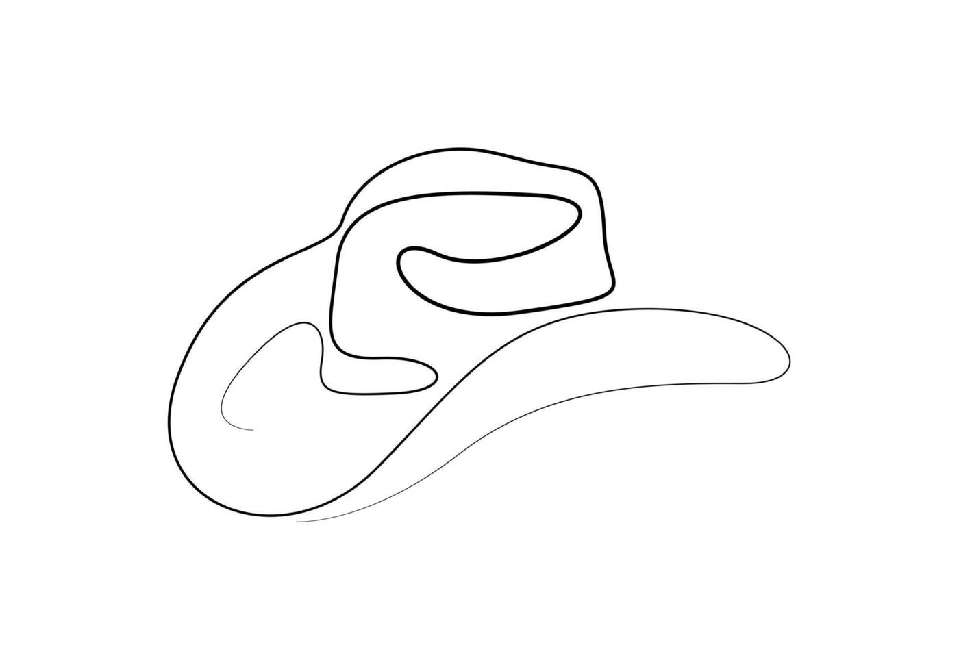 cowboy hat continuous one line drawing minimalism design isolated on white background. Pro illustration vector