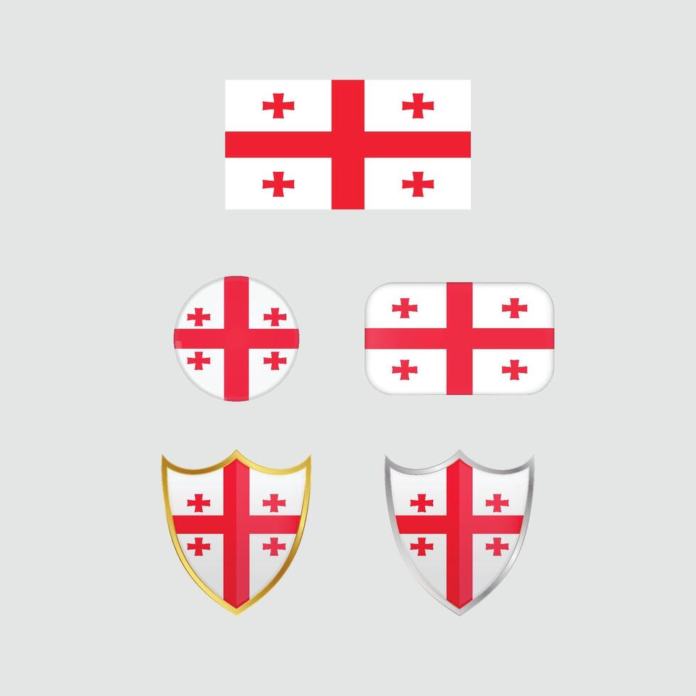 Georgia country flag, country flag button, and shield design vector