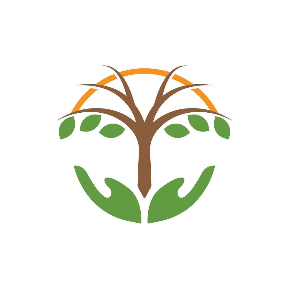 Hand Tree Logo Template Icon vector