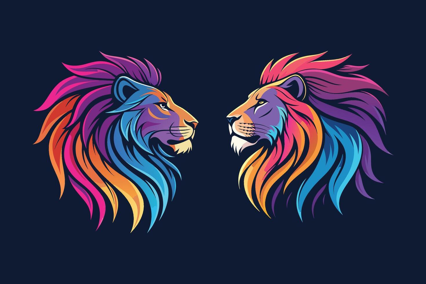 lion colorful art vector