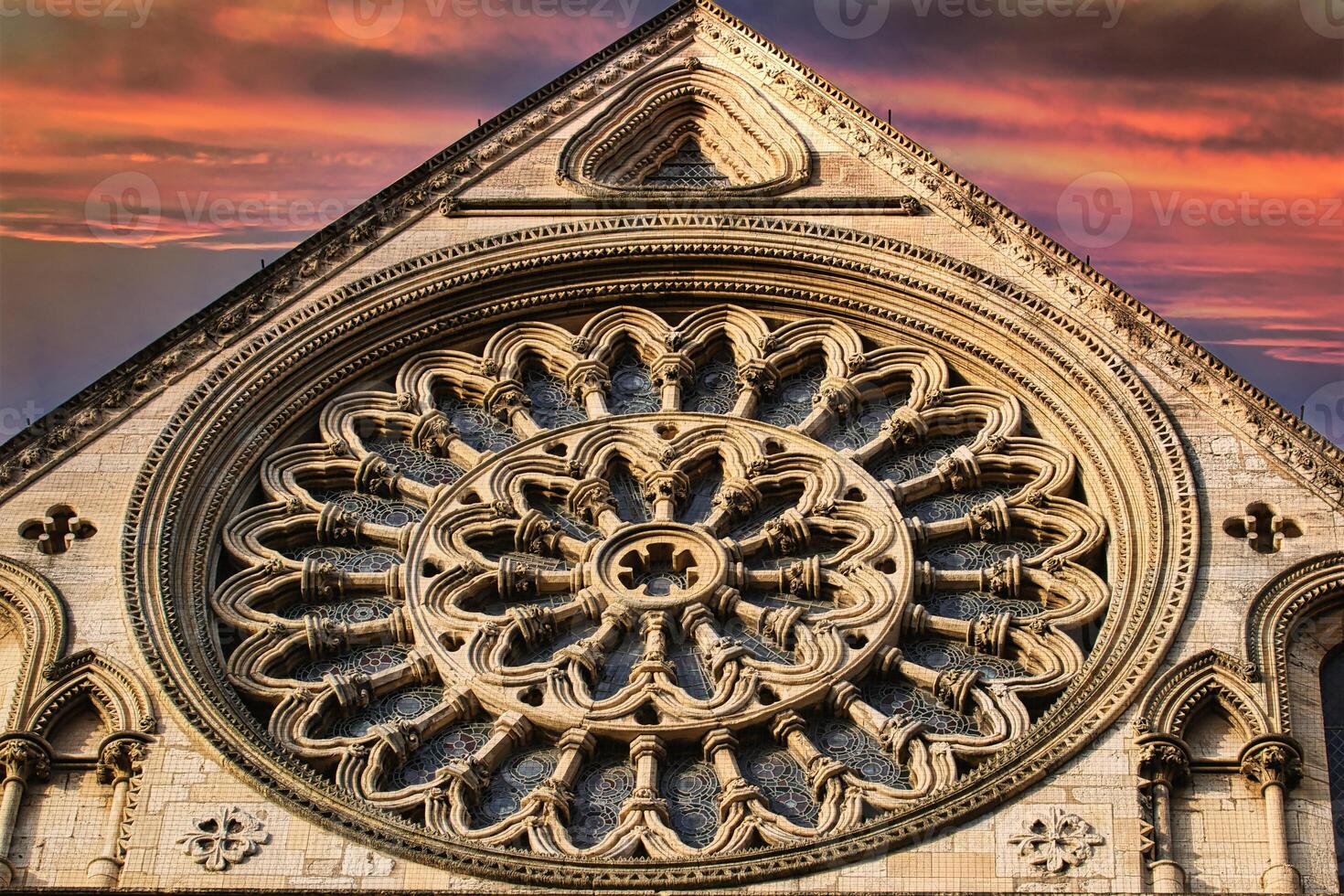 Stone Rose Window on a Building in York, North Yorkshire, UK. photo