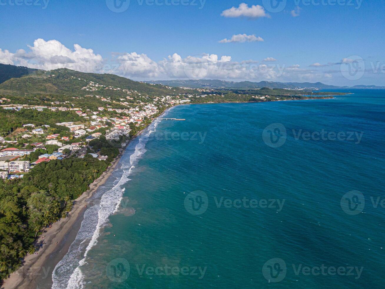 Aerial view of tropical beach of the Diamant, Martinique, West Indies, France photo