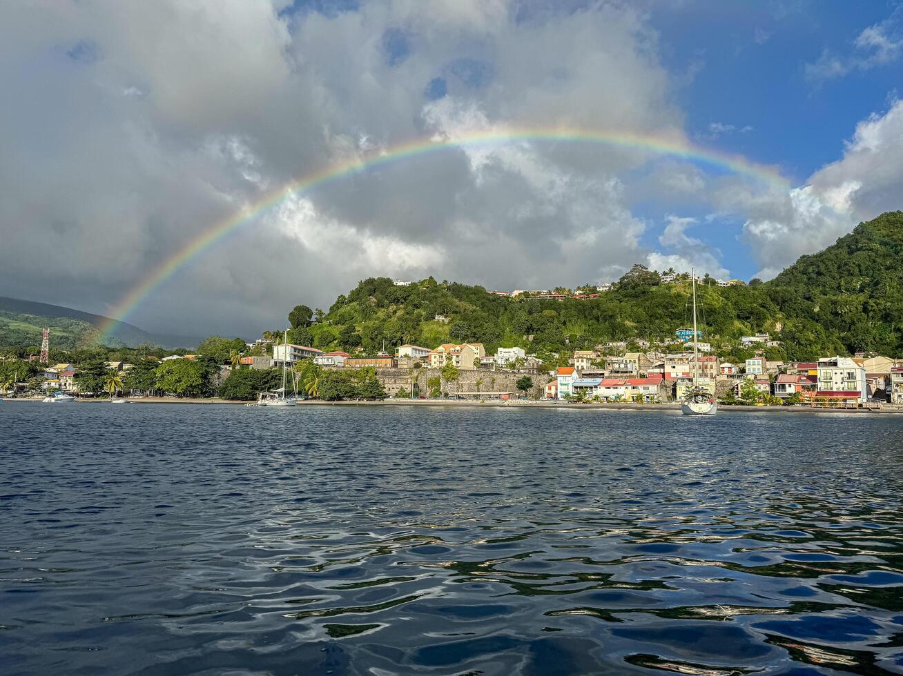 Rainbow over Saint-Pierre, Martinique, West Indies, France photo