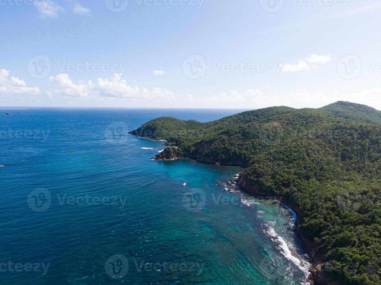 Aerial view of tartane's coast and the coral reefs, Martinique, West Indies, France photo
