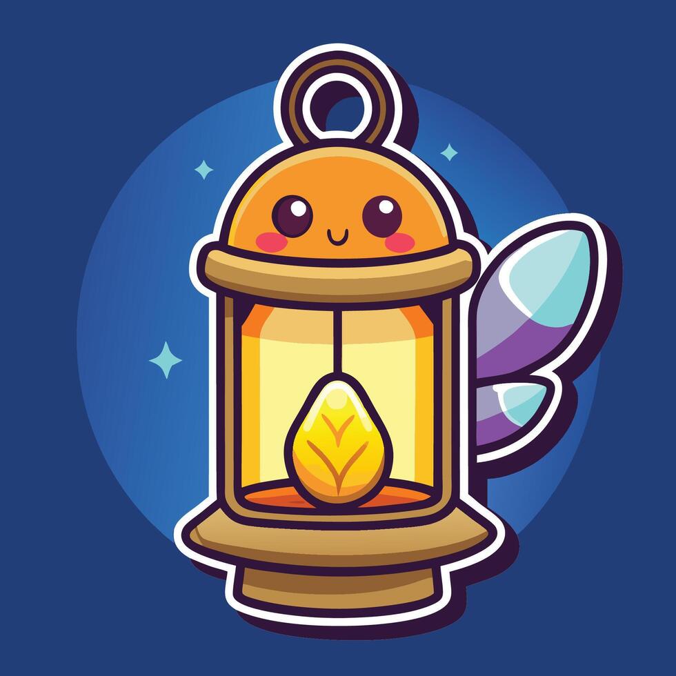 Captivating Cartoon Image of a Firefly Illuminating a Paper Lantern vector