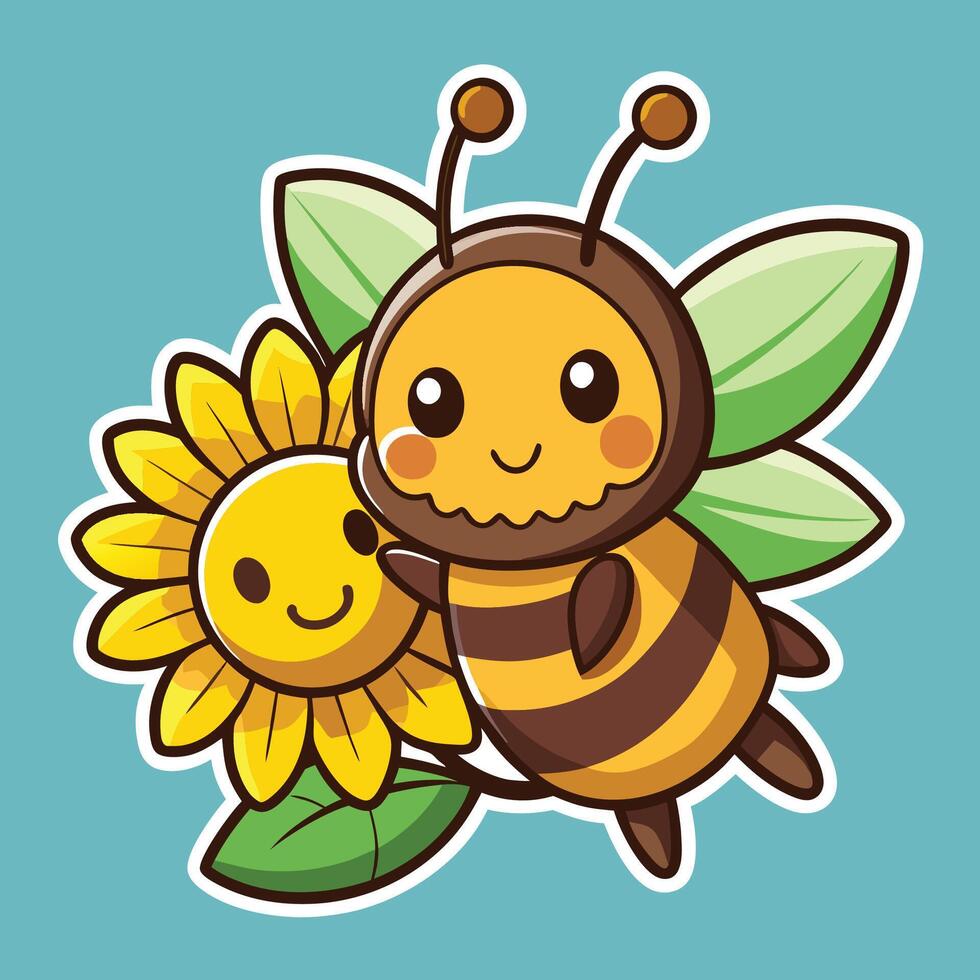 Animated Sticker of an Adorable Bee with Miniature Wings Holding a Flower vector