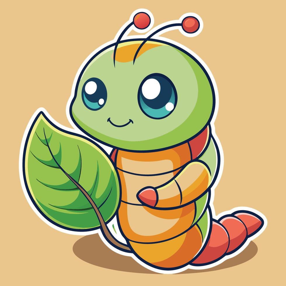 Cartoonish Caterpillar Curiosity Holding a Tiny T for Tenacity vector