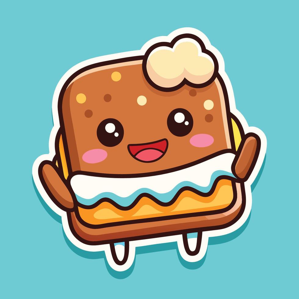 Cartoon Sticker of a Delicious Ice Cream Sandwich with a Wide Grin vector