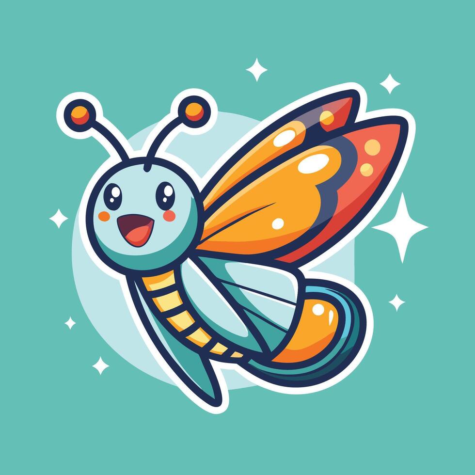 Enchanting Butterfly Sticker Adorned with Glittering Sparkles in Flight vector