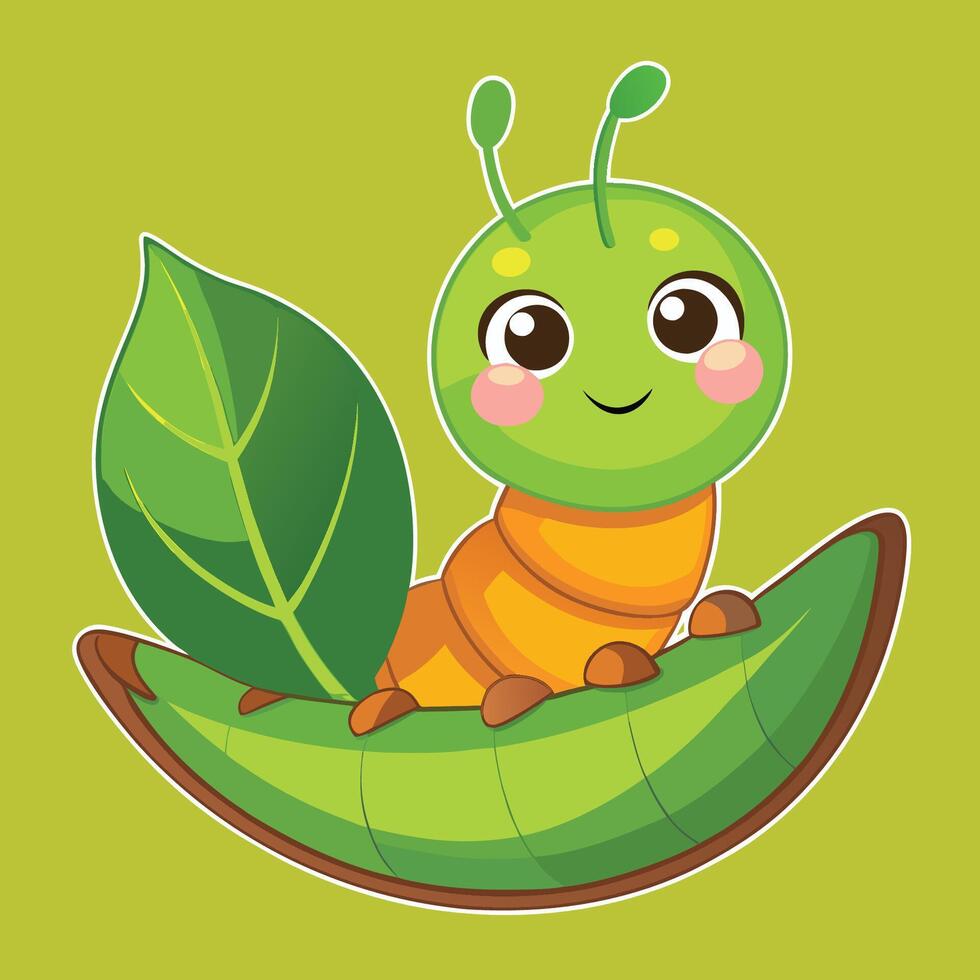 Caterpillar s Serene Journey on a Leafy Vessel vector