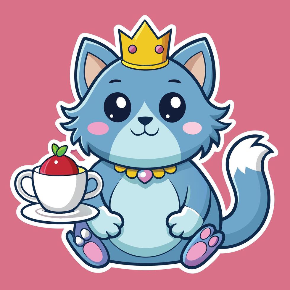 Animated Sticker of a Mischievous Kitten Decked in a Tiara vector