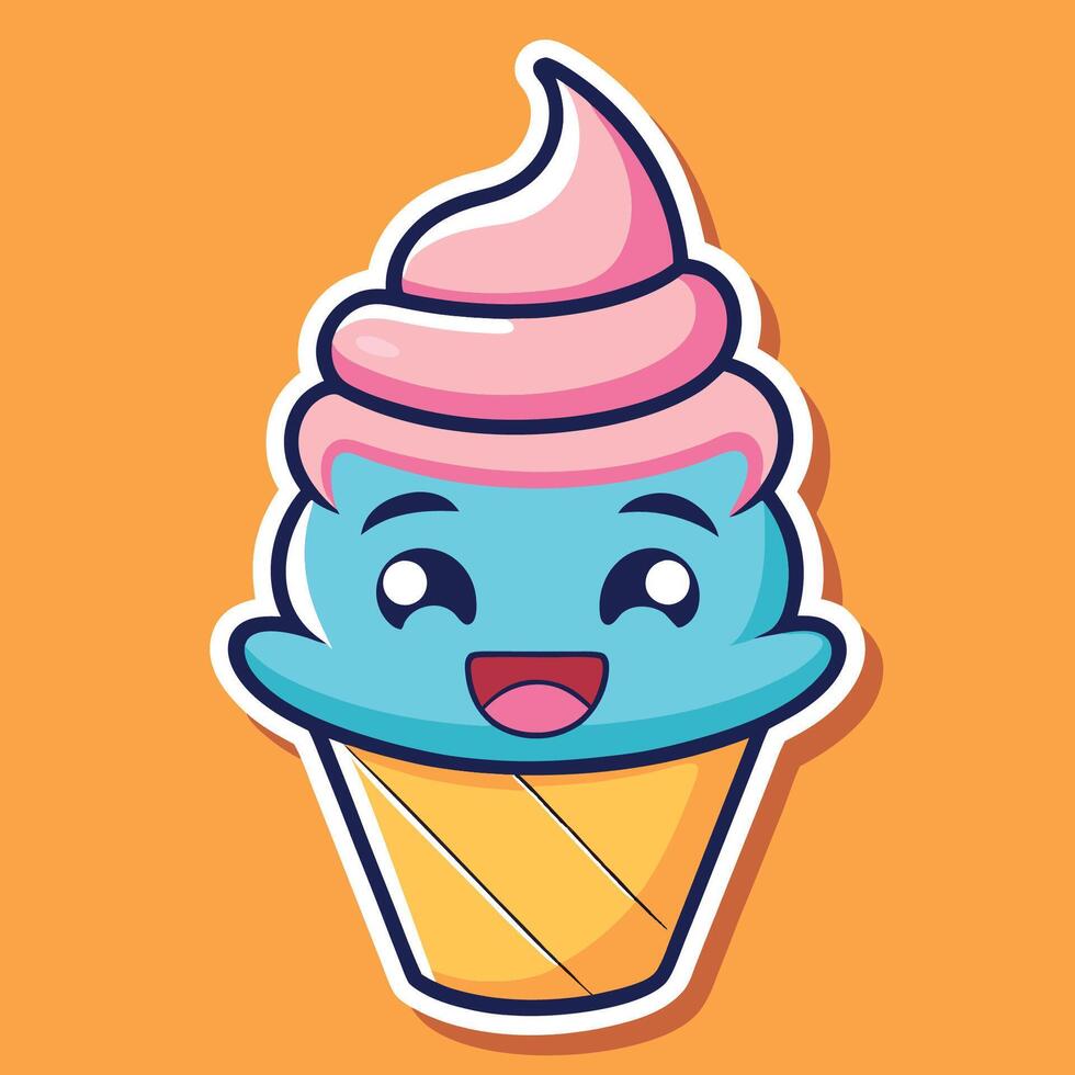 Winking Ice Cream Cone Cartoon with Sweet Smile vector