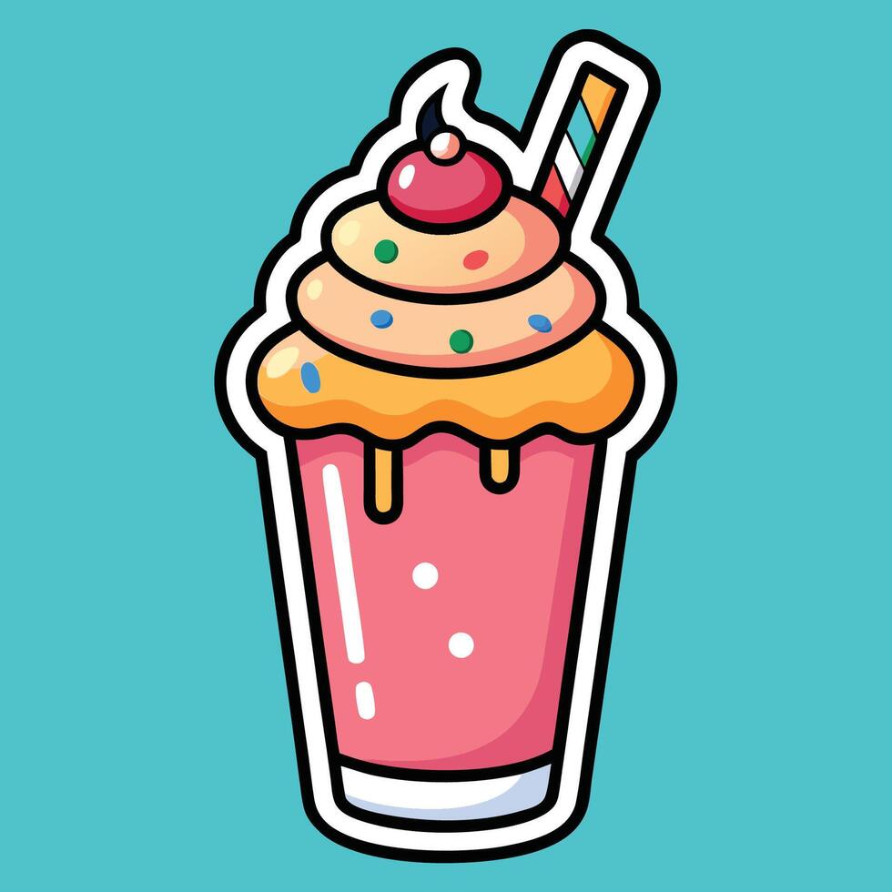 Delightful Cartoon Smoothie with Whipped Cream and Sprinkles vector