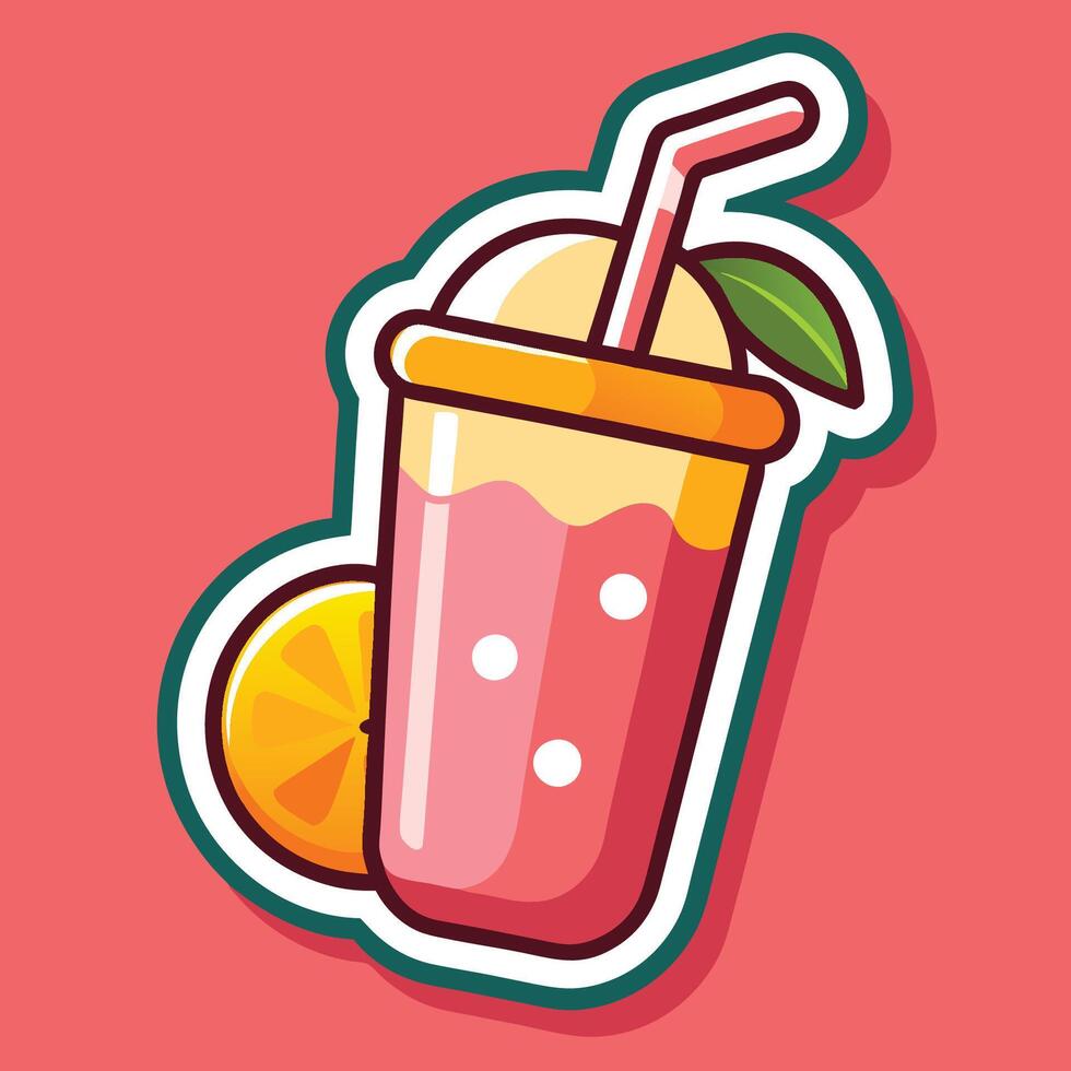 Cartoon Smoothie with Paper Straw and Star Fruit Adornment vector