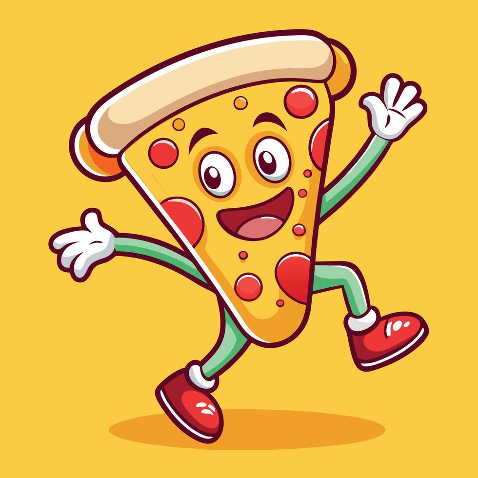 Animated Pizza Slice Grooving with Exuberant Joy vector