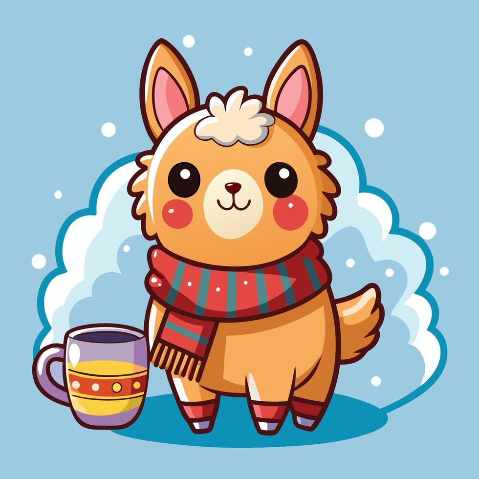 Adorable Cartoon Alpaca Grinning with a Scar Adornment vector