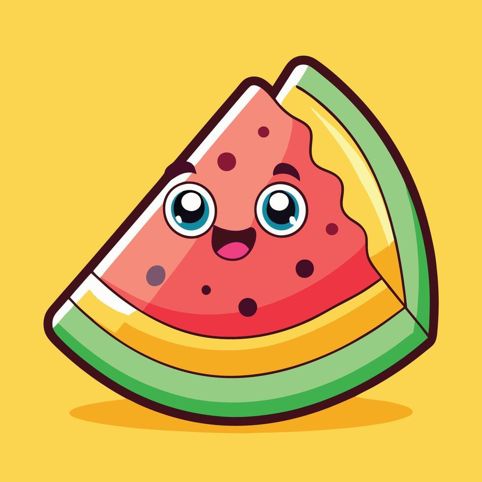 Humorous Cartoon Watermelon Slice with Bow Tie Sticker vector