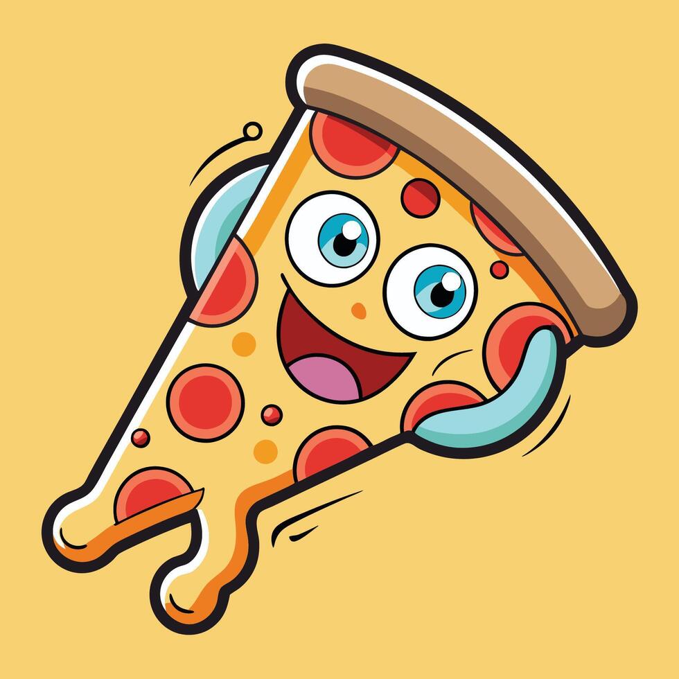 Animated Pizza Slice Flying Through the Air vector
