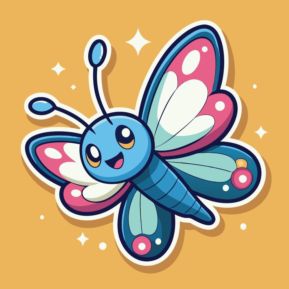 Enchanting Cartoon Butterfly Adorned with Sparkling Stardust vector