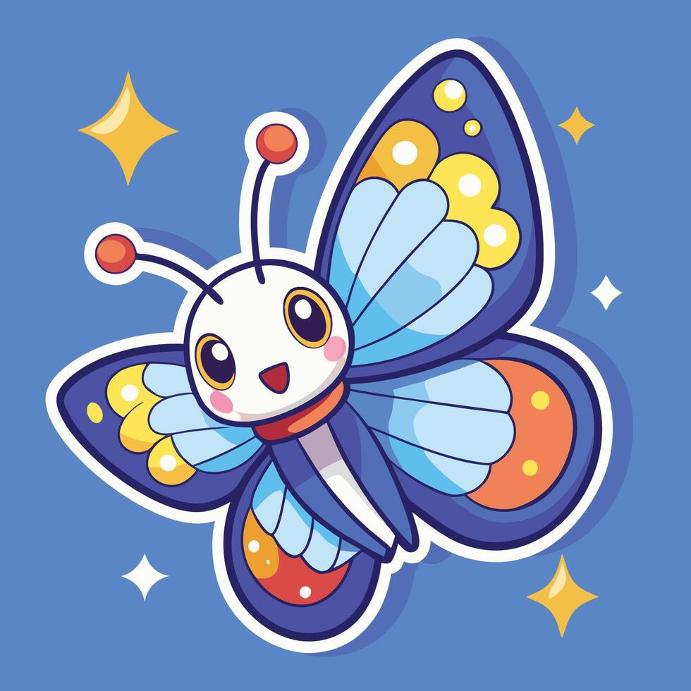 Shimmering Butterfly Sticker with Sparkly Trails and Accents vector