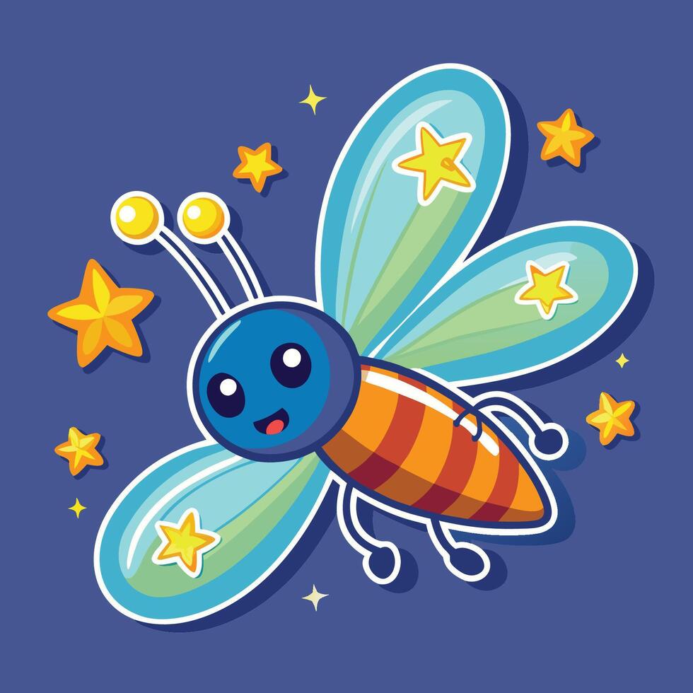 Animated Cartoon Firefly with Glowing Trail Flying Through the Air vector