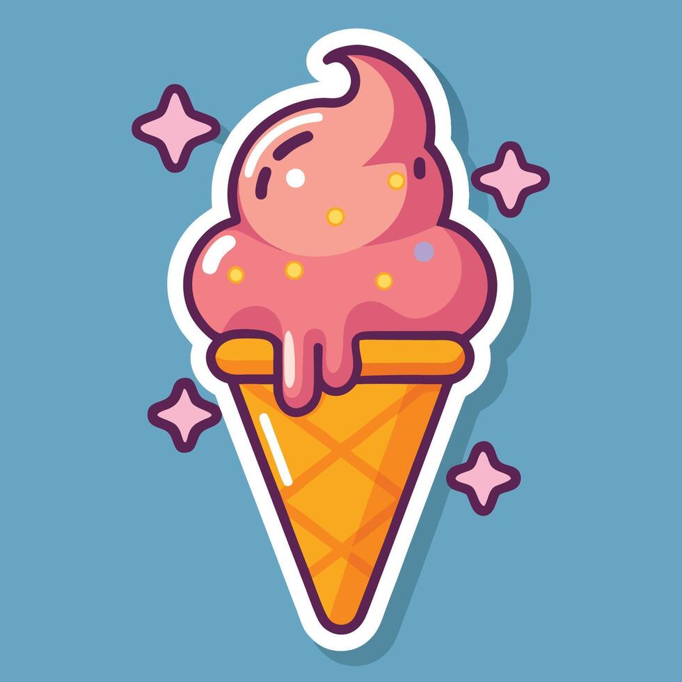 Cartoon Ice Cream Cone with Star Decorations vector