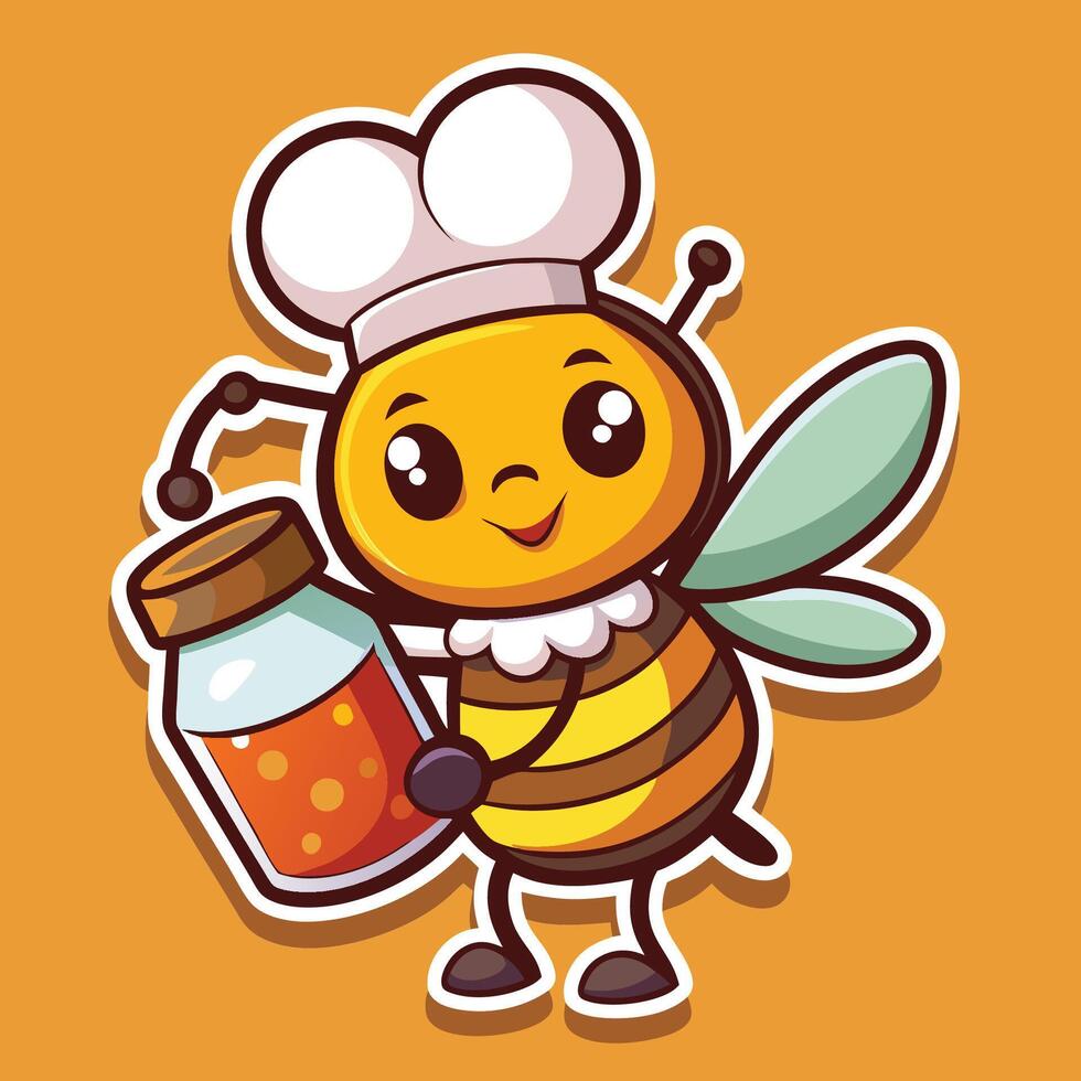 Cheerful Cartoon Bee Chef with a Delectable Dish vector