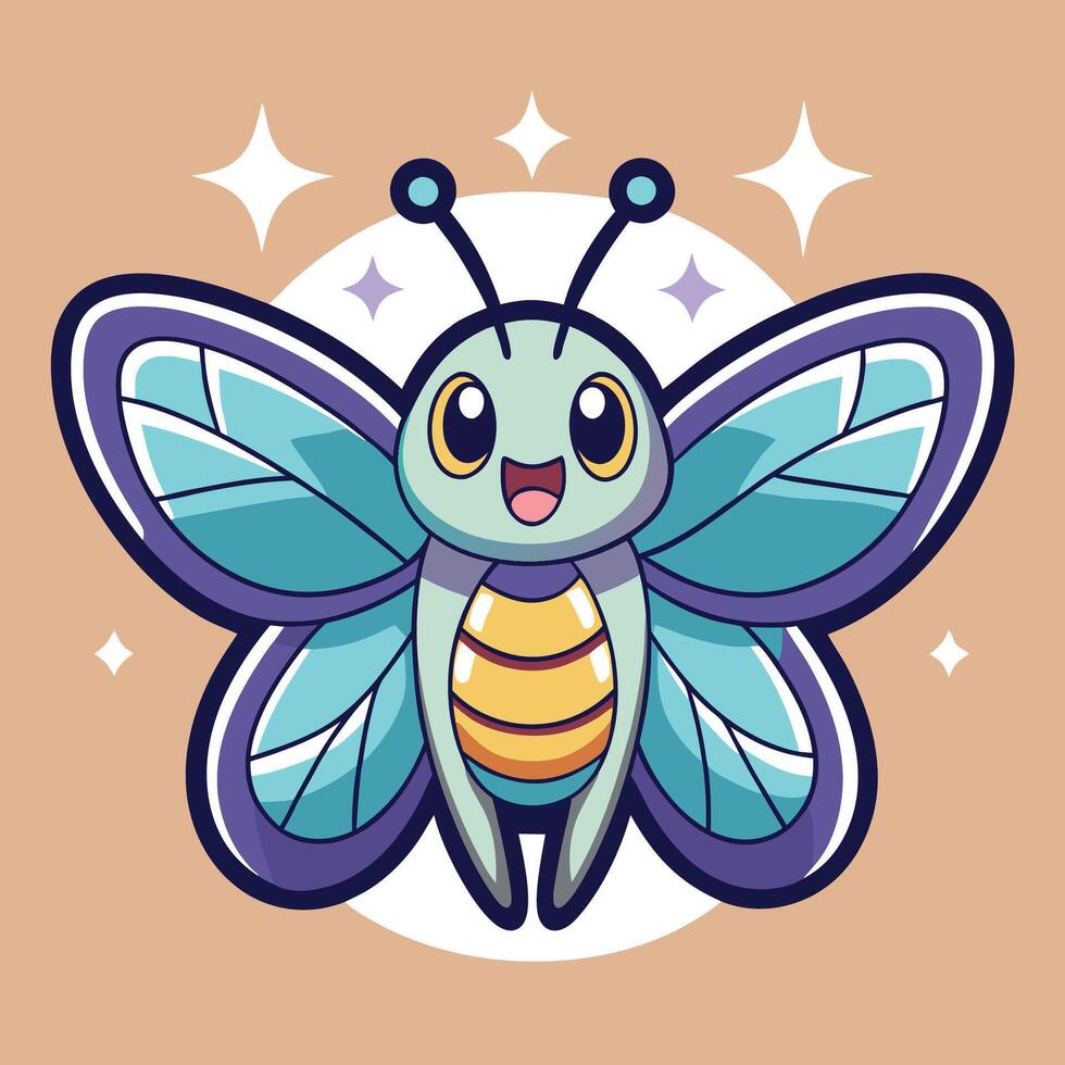 Dazzling Butterfly Sticker with Sparkling Rainbow Wings vector
