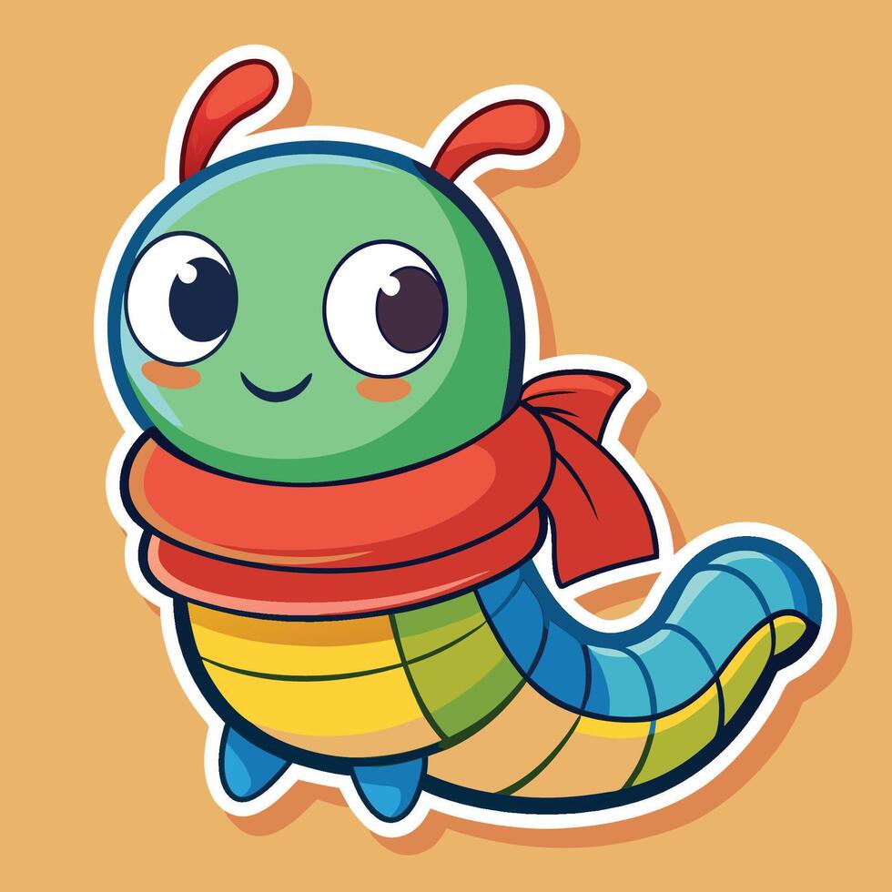 Adorable Cartoon Caterpillar Adorned with a Tiny Bandage vector