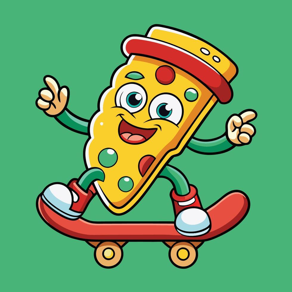 Skateboarding Pizza Slice A Cheesy Ride to Adventure vector