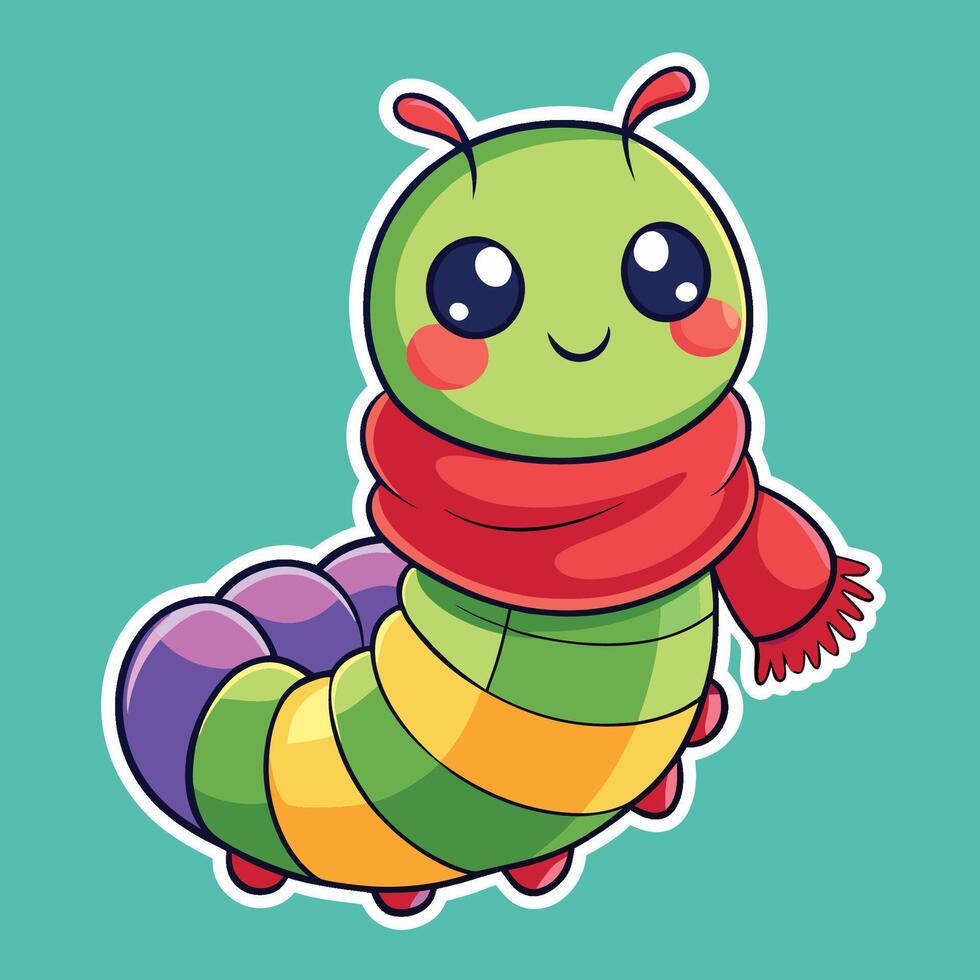 Adorable Cartoon Caterpillar Adorned with Tiny Bandage on Its Head vector