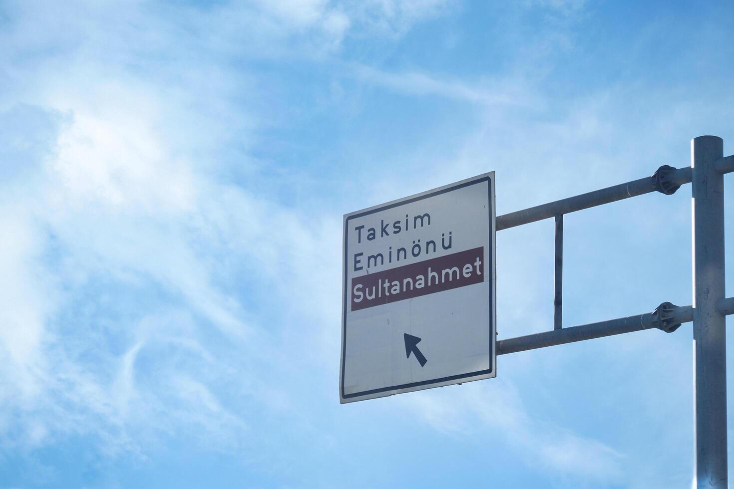 turkey istanbul 24 july 2024, A colorful Directional Signpost in Istanbul showcasing various City Landmarks for tourists photo