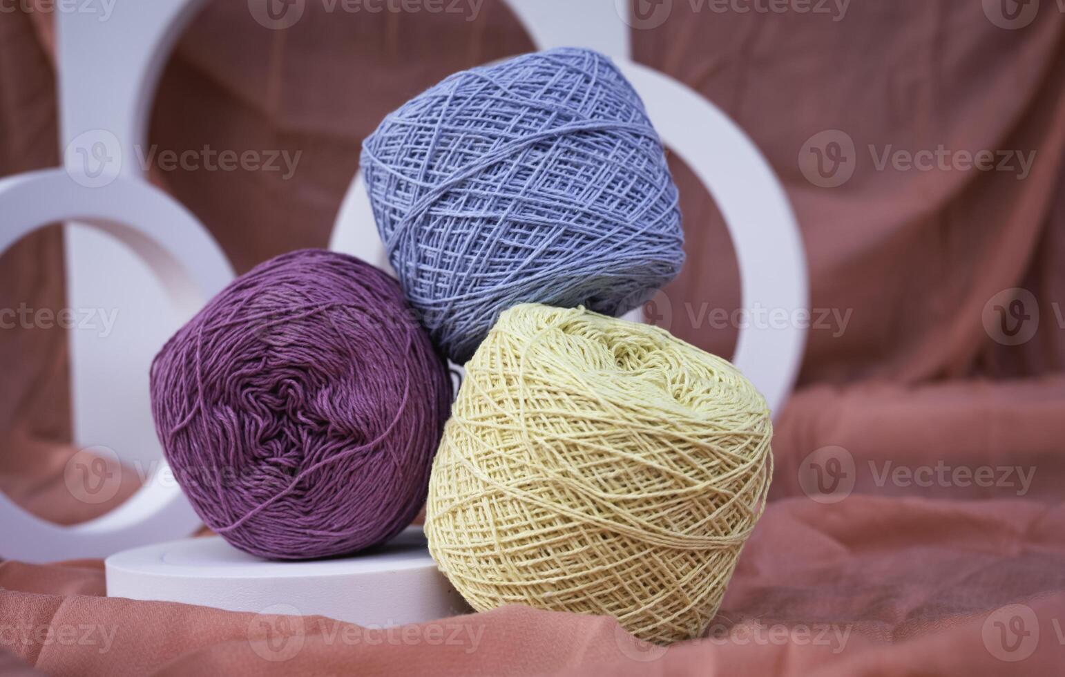 Crochet yarn put on background, photo
