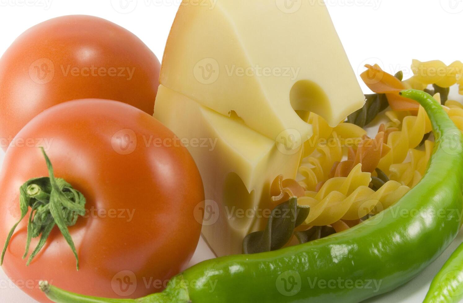 vegetables, cheese and pasta photo