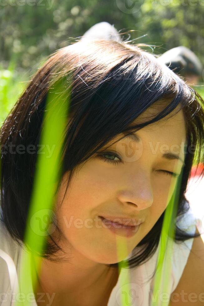 young girl on a field photo